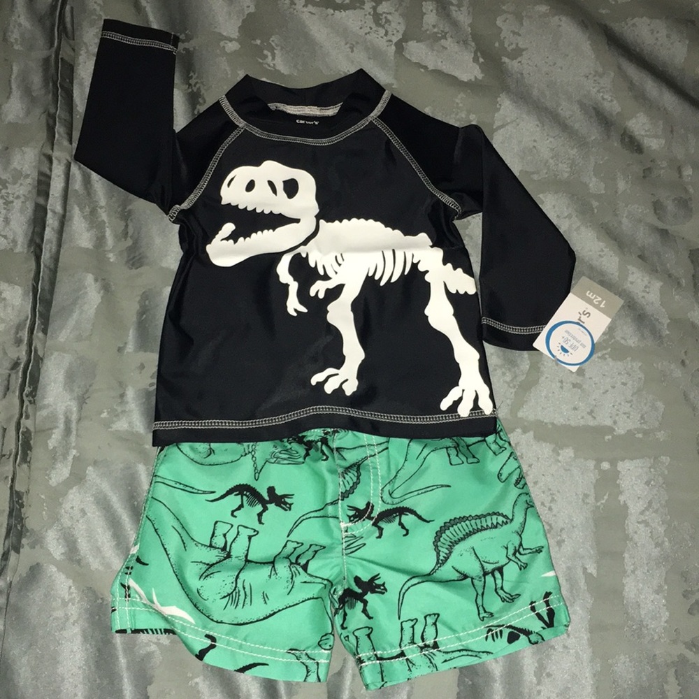 Baby boy rashguard and swim trunk set